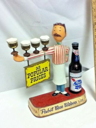 Pabst Blue Ribbon beer sign waiter guy statue cast metal vintage 1950s bartender 3