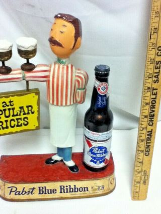 Pabst Blue Ribbon beer sign waiter guy statue cast metal vintage 1950s bartender 5