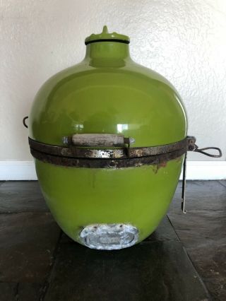 Vintage Sazco Genie Kamado Charcoal Barbecue Green Egg Grill And Smoker Ceramic