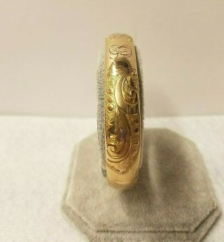 Victorian Gold - Filled Hinged Bangle Bracelet With Etched Designs