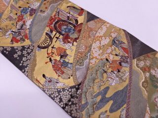 4223318: Japanese Kimono / Vintage Fukuro Obi / Woven Junihitoe & People In The