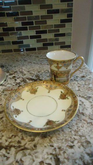 Vintage Hand Painted Nippon Chocolate Pot & Cups Saucers 7