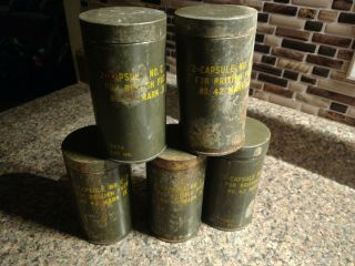 Military Tin Capsule Rusty Mark Iv Tank Vintage Lot5 British Empty Containers 2b