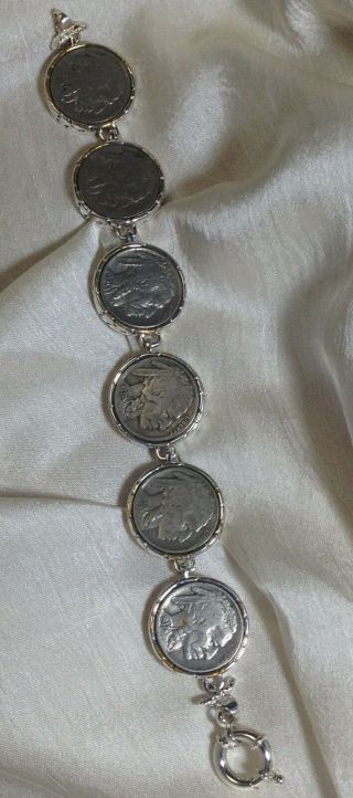 Vintage - American Indian Sterling Silver Coin Bracelet - Six Coin Bracelet 2