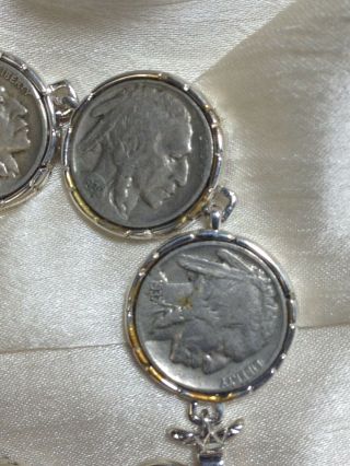 Vintage - American Indian Sterling Silver Coin Bracelet - Six Coin Bracelet 4