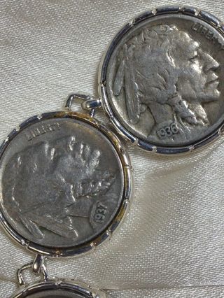 Vintage - American Indian Sterling Silver Coin Bracelet - Six Coin Bracelet 6