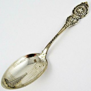 Antique Oil Derrick,  Beaumont,  Texas Mechanics Sterling Silver Souvenir Spoon