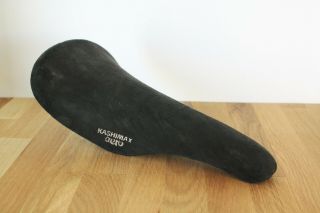 1980s Vintage Kashimax Aero Road Bike Saddle Seat | Black Suede | 320g