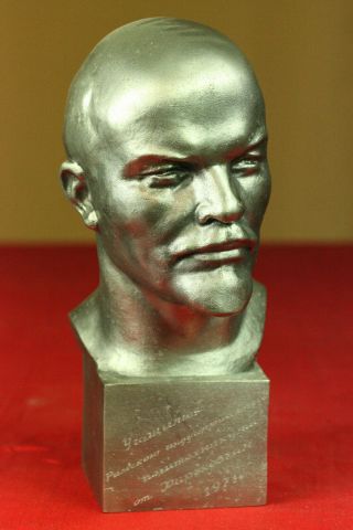 Lenin Big Statue Metal Kommunism Bust Soviet Vintage Ussr Propaganda