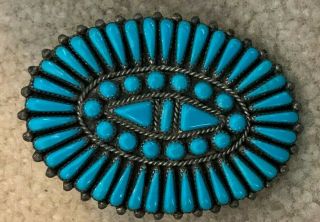 Vintage Large (3 ") Zuni Ring.  Sterling/turquoise.  Signed N.  Preston.  Appx 7.  5