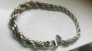 Tiffany & Co.  925 Sterling Silver & 18k Yg Twist Rope Chain Bracelet 7.  25 " Long