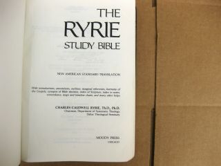 1978 Ryrie Study Bible American Standard Blue Leather Moody Press NAS VTG 7