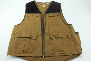 Vintage Carthartt Hunting Vest Duck Jacket Size Xl Brown Vu256 Made In Usa