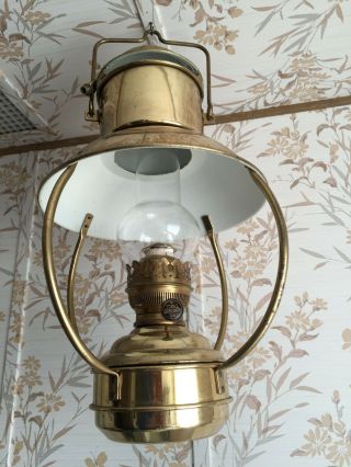 Vintage Ideal Brenner Brass Hanging Kerosene Oil Hurricane Marine Lantern Lamp