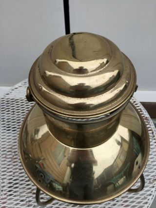 Vintage IDEAL BRENNER Brass Hanging Kerosene Oil Hurricane Marine Lantern Lamp 5