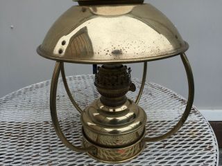 Vintage IDEAL BRENNER Brass Hanging Kerosene Oil Hurricane Marine Lantern Lamp 6
