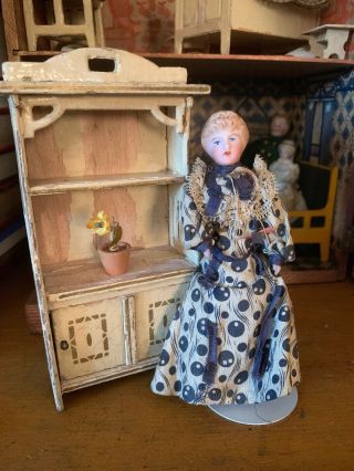 Antique German Gottschalk Dollhouse Hutch Bookshelf Parlor