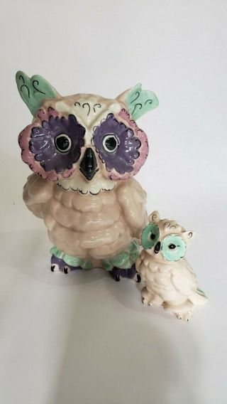 2 Vintage Kay Finch California Pottery " Toot " & " Tootsie " Owls From 1940 