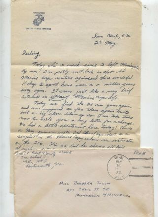 World War Ii Wwii Love Letter Us Marine Uss Santa Fe Ship Navy Sailor Military