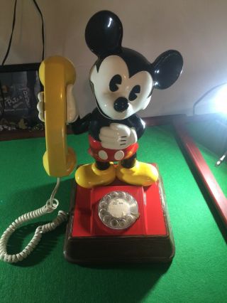 Vintage Mickey Mouse Telephone Rotary Dial Phone 15 " Bright Colors Walt Disney
