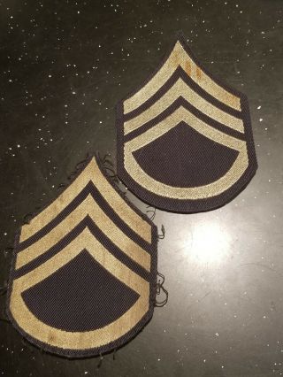 1930s Wwii Us Army Navy Blue Ssgt Chevron Patch Set Pair 2