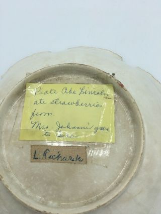 Vintage Bowl W Note Claiming President Abraham Lincoln Ate Strawberries From It 5