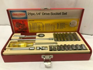 Vintage Proto Challenger 21 Piece ¼ Drive Socket Set Metal Case Set No.  2312