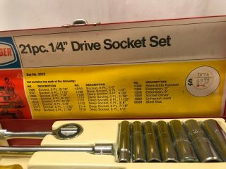 Vintage Proto Challenger 21 Piece ¼ Drive Socket Set Metal Case Set No.  2312 4
