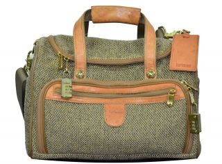 Vintage Hartmann Luggage Shoulder Strap Bag Leather Tweed Over Night Carry On 2