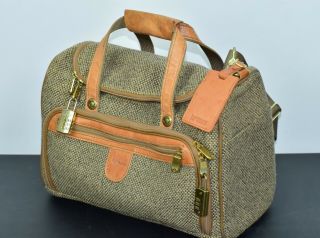 Vintage Hartmann Luggage Shoulder Strap Bag Leather Tweed Over Night Carry On 3