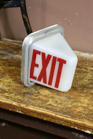Vintage Double Sided Exit Sign Glass Light Art Deco Movie Theatre Antique Old
