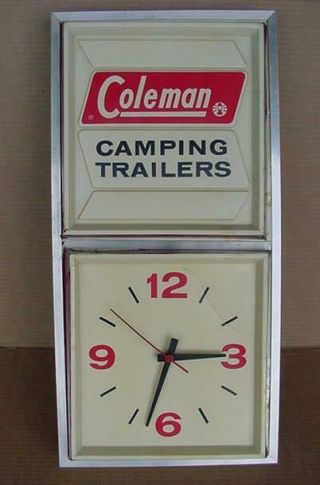 Vintage Promo Coleman Camping Trailers Cooler Electric Clock Rare Find
