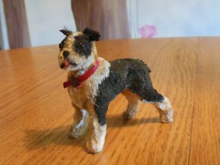 Rare Vintage Mohair Boston Terrier Dog For Antique Doll Companion With Label