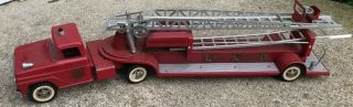 Vintage Red Tonka Ladder Fire Aerial Truck Tfd No 5 Pressed Steel