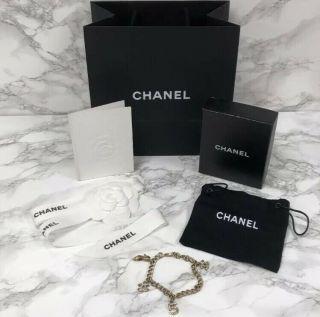 Authentic & Rare Chanel Gold Tone & Crystal Cc Logo Charm Bracelet,  Accessories