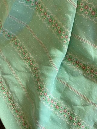 Vtg Sheer Flocked Floral Fabric Dotted Swiss Green/pink/white 45”x140”