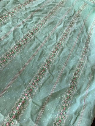 Vtg Sheer Flocked Floral Fabric Dotted Swiss Green/Pink/White 45”X140” 6
