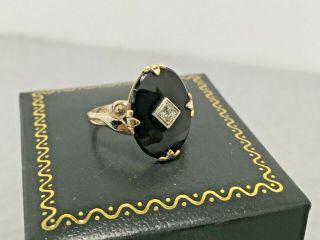 Antique Art Deco Clark & Coombs Onyx Signet 10k Gold Filled Ring L@@k