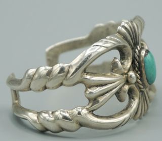 VTG Navajo Wilbur Anderson Sterling Silver & Turquoise Cuff Bracelet 361 4