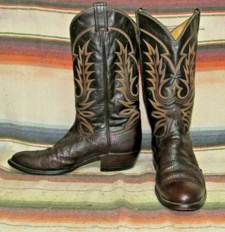 Mens Vintage Tony Lama Brown Lizard / Leather Cowboy Boots 10 D Exc Cond