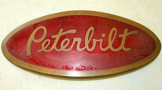 Rare Large 12 " Vintage Peterbilt Truck Emblem Badge,  Copper & Red Enamel