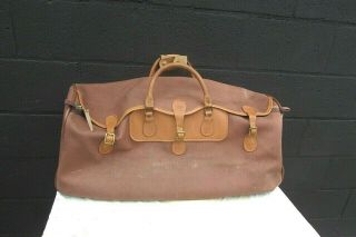Early Vintage Canvas & Brown Leather Abercrombie & Fitch Duffle Bag Overnighter