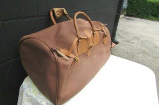 Early Vintage Canvas & Brown Leather ABERCROMBIE & FITCH Duffle Bag Overnighter 2
