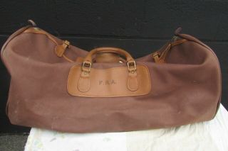 Early Vintage Canvas & Brown Leather ABERCROMBIE & FITCH Duffle Bag Overnighter 6