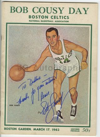 Bob Cousy - Boston Celtic,  Nba Legend - Authentic Autograph On Vintage Program