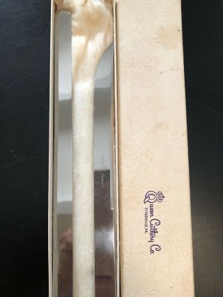 Vintage Queen Cutlery Co.  Deluxe Carver & Slicer Set Bone Antler Handles Knife 3