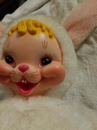 Vintge Rushton Rubber Face Easter Bunny Rabbit Plush Stuffed Buck Teeth Smile 5