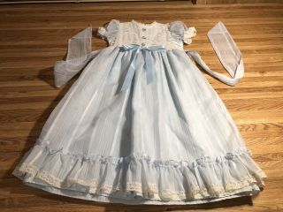 Vintage Cinderella Carriage Long Blue Ruffles & Lace Dress Petticoat Size 4t Euc