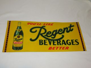 Vintage Soda Pop 1930s - 1950s Regent Beverages Tin Sign Pittsburgh Pa