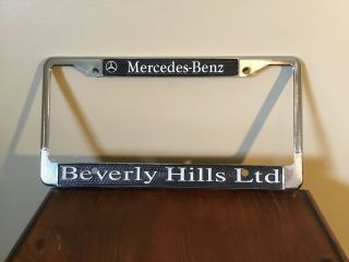 Vintage Mercedes Benz Beverly Hills Dealership License Plate Frame.  Great Shape